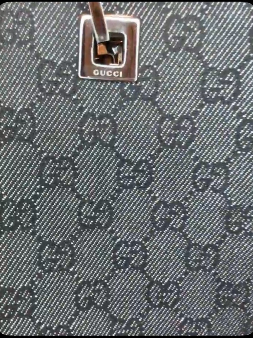 Gucci Navy Monogram jacquard mini Tote with Leather Handles shw - Picture 3 of 11